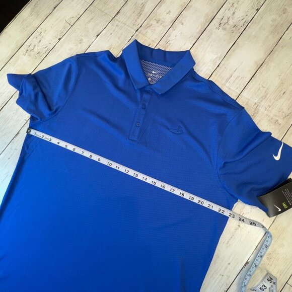 Nike Dri-FIT Hex Textured Three Button Golf Polo AH6266-480 Men's L Blue NEW - Picture 7 of 8